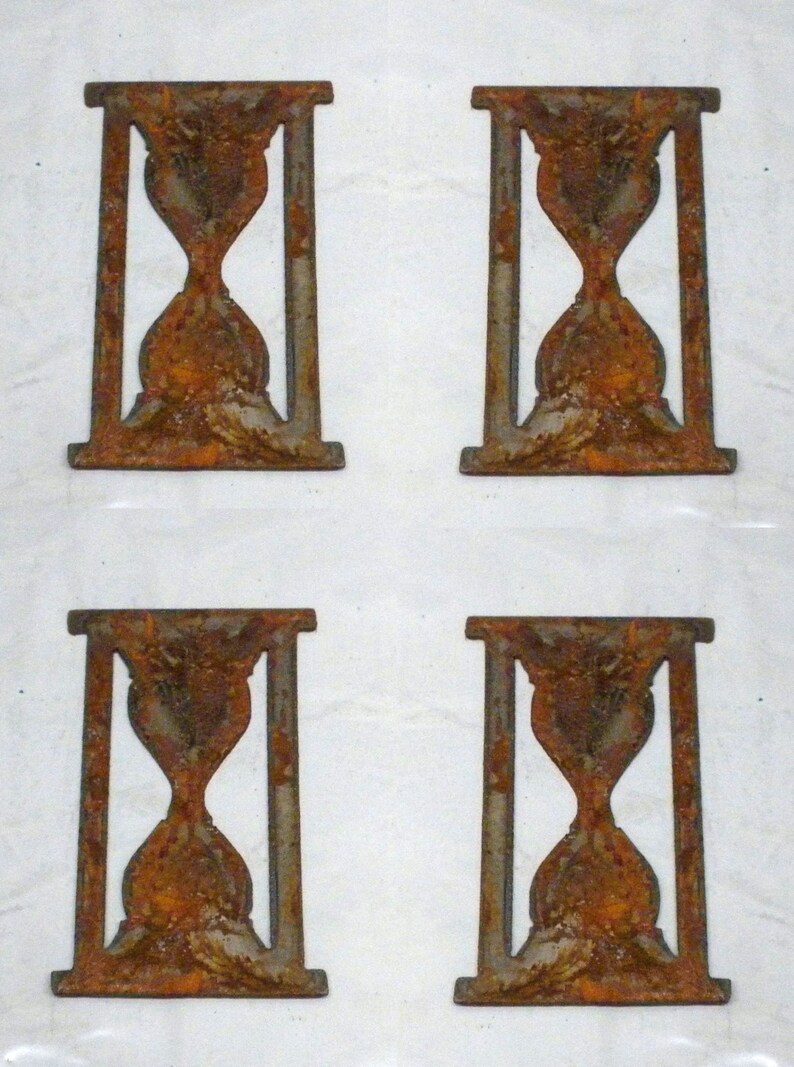 Lot Set Of 4 Rusty 3 Inch Hourglass Shapes Shapes Vintage Etsy - image 0